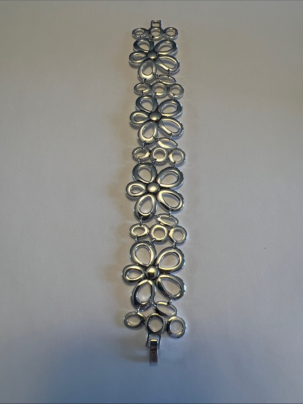 Vintage Silver Floral Link Bracelet